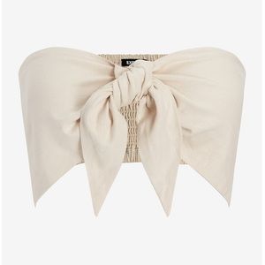 Linen Blend Tie Front Bandeau Top